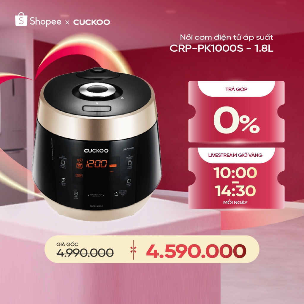 Nồi cơm điện tử áp suất CUCKOO CRP-PK1000S 1,8 lít - Hàng chính hãng