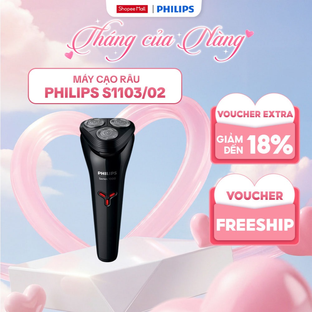 Máy Cạo Râu Du Lịch Cầm Tay PHILIPS S1103 /02, Cạo Râu Dễ Dàng, Êm Ái, Bảo Hành Chính Hãng 24 Tháng