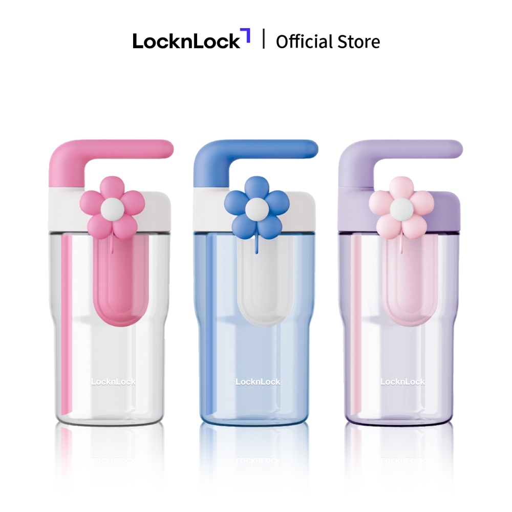 Bình nhựa tritan LocknLock 770ml Handy Infuser Bottle ABF916 kèm ống hút và hoa trang trí- T2CMALL