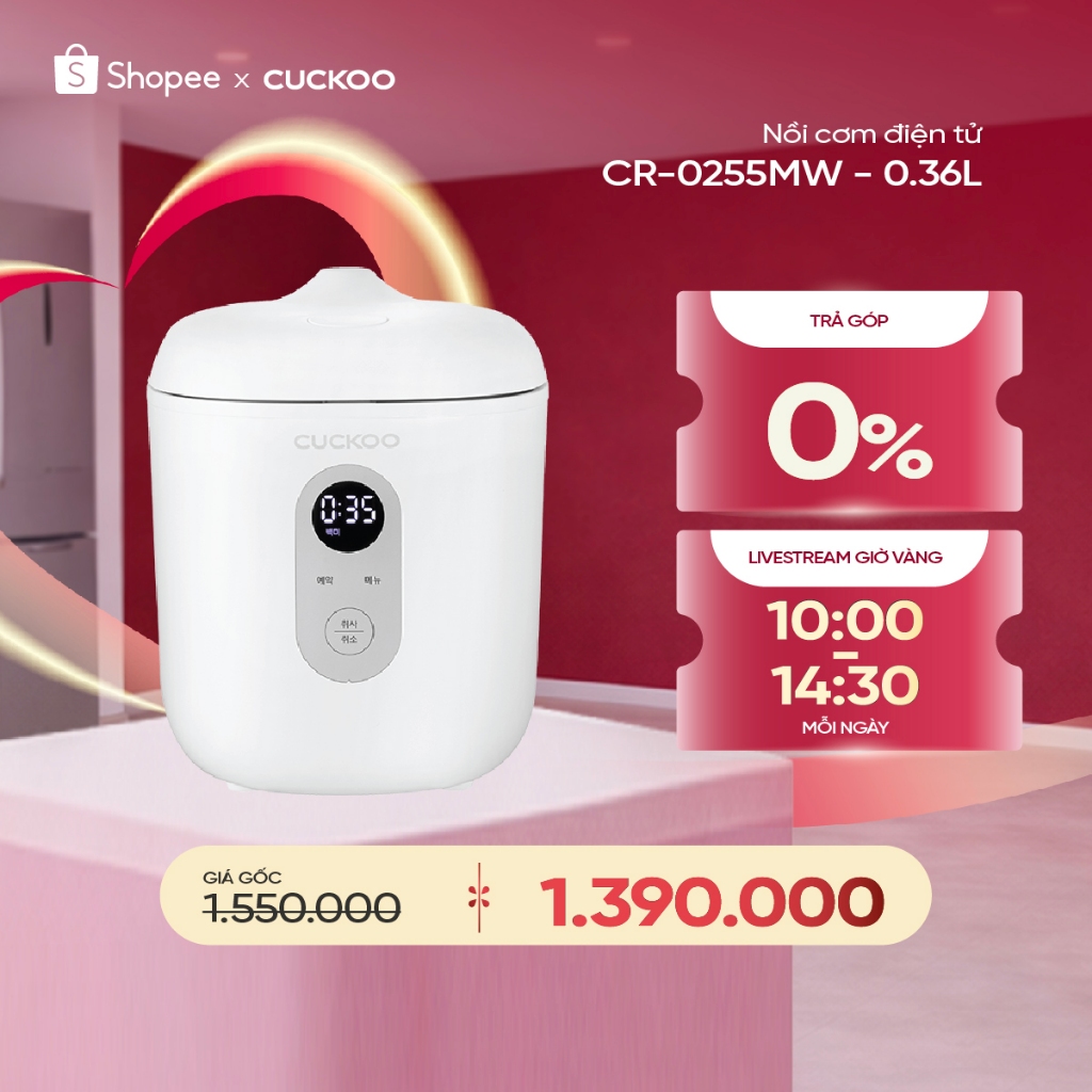 Nồi cơm điện Mini Cuckoo 0.36L CR-0255MW - Lòng nồi chống dính - Hàng chính hãng