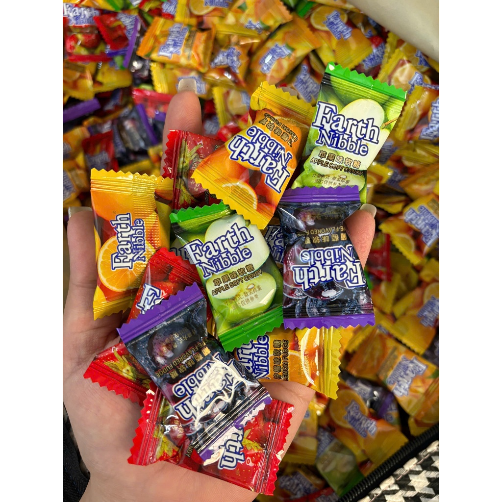 Kẹo Mềm Trái Cây Earth Nibble Nhiều Vị – Kẹo Mềm Vị Cam/ Dâu/ Nho/Táo – Gói Lẻ/500g/1kg