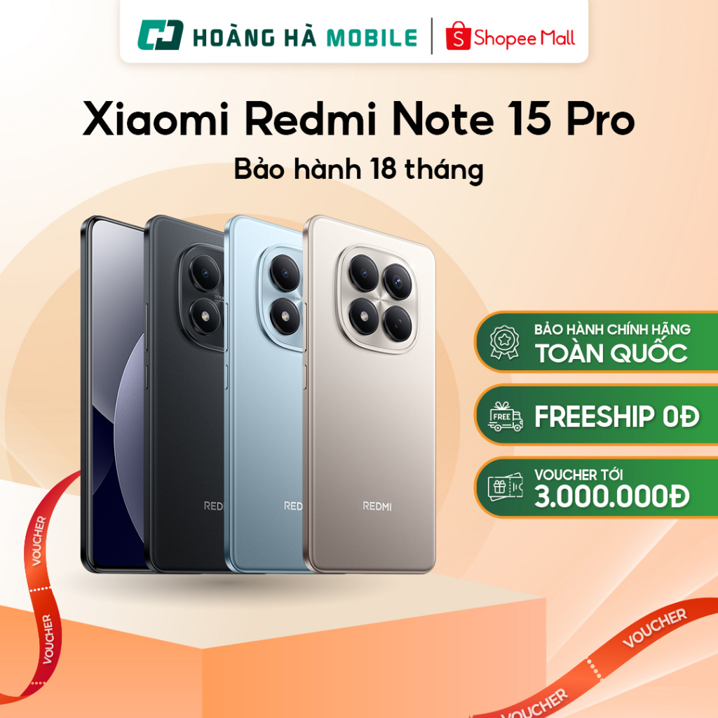 Điện thoại Xiaomi Redmi Note 15 Pro 12GB/256GB Pin 6500mAh - Bảo hành chính hãng (Nguyên Seal chưa Active)