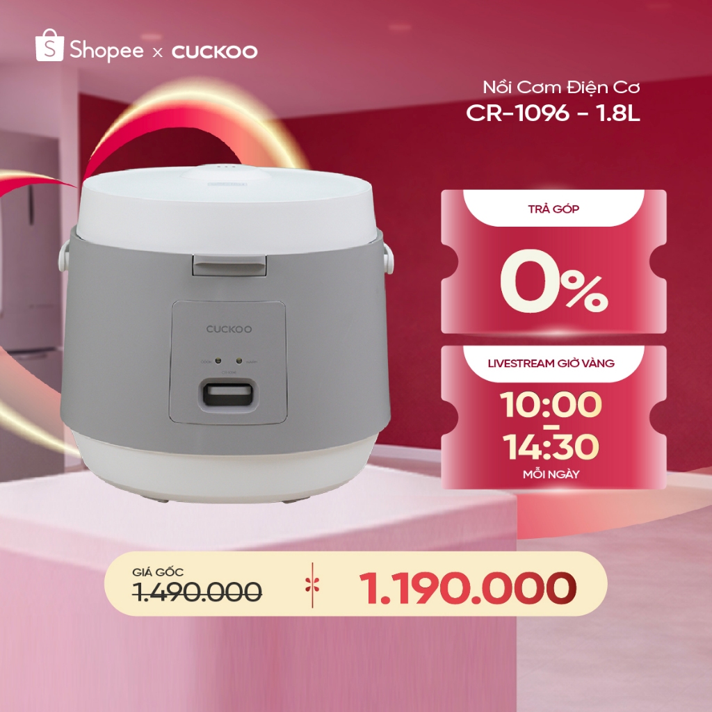 Nồi cơm Cuckoo CR-1096/GRGRCRCKV 1.8L - Công nghệ giữ nhiệt đa chiều - Lòng nồi chống dính Daikin- CUCKOOVINA