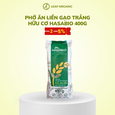 [Hữu cơ] Phở gạo trắng ăn liền hữu cơ HASABIO sợi mềm dai túi 400g