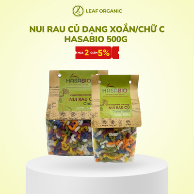 Nui rau củ dạng xoắn/chữ C HASABIO túi 500g