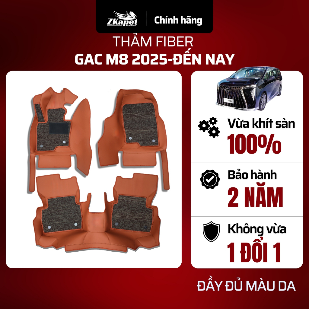Thảm Lót Sàn Ô Tô Da Fiber Xe Gac M8 năm 2025-Đến Nay 7 chỗ ZKAPET