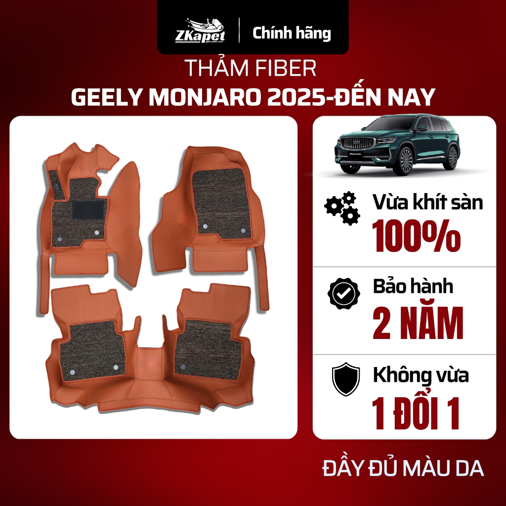 Thảm Lót Sàn Ô Tô Da Fiber Xe Geely Monjaro năm 2025-Đến Nay 5 chỗ ZKAPET