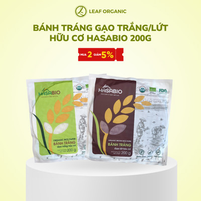 [Hữu cơ] Bánh tráng gạo trắng/gạo lứt hữu cơ HASABIO bịch 200g
