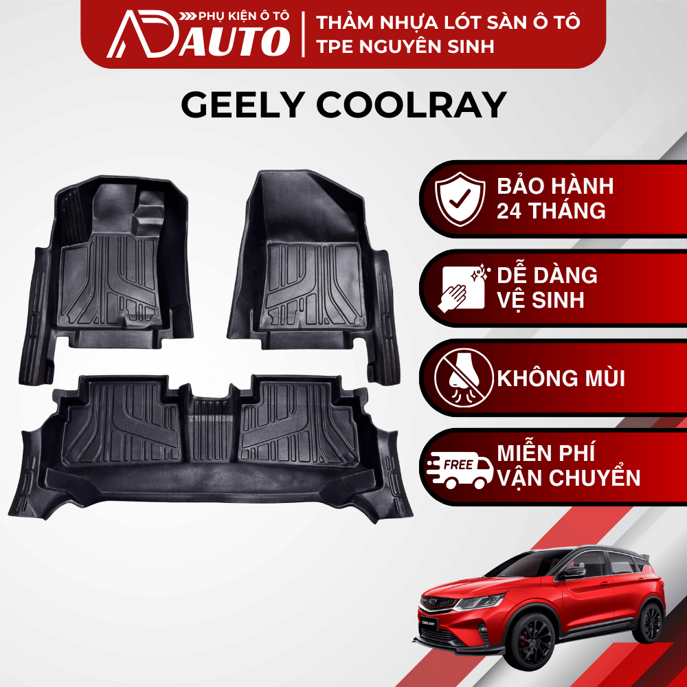Thảm Lót Sàn Ô Tô Geely Coolray, Thảm Lót Sàn AD AUTO Đúc Khuôn Nhựa Tpe Cao Cấp, An Toàn, Bền Đẹp