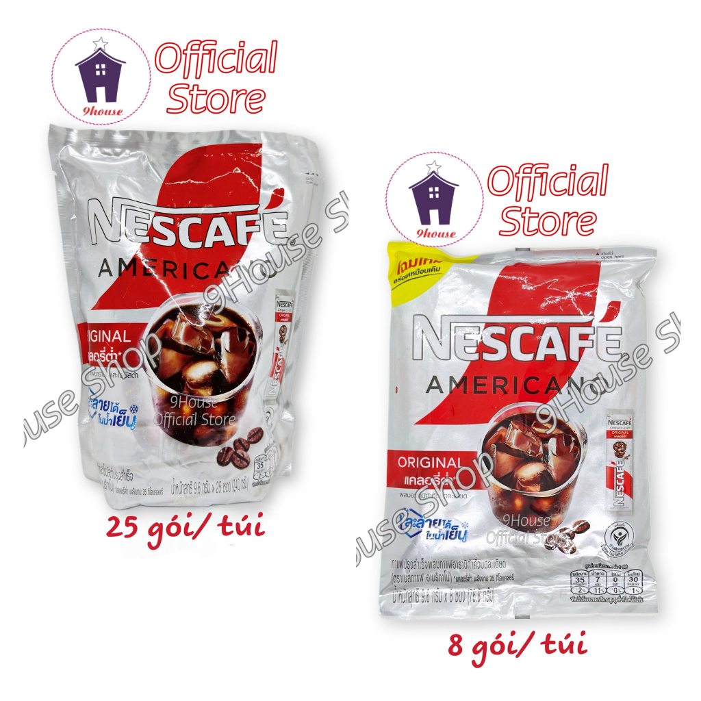 01 Gói Cà Phê Americano Vị Nguyên Bản Hoà Tan Americano Original Thái Lan (9,6gram x 8 gói)