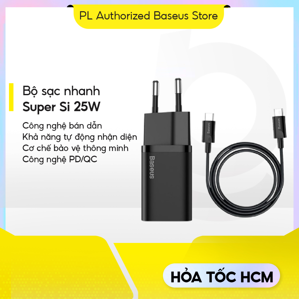 Bộ Sạc Nhanh Baseus Super Si 25W 1 Cổng Type-C Kèm Cáp Type-C to C 1M – Hỗ Trợ PD Samsung Xiaomi | BigBuy360 - bigbuy360.vn