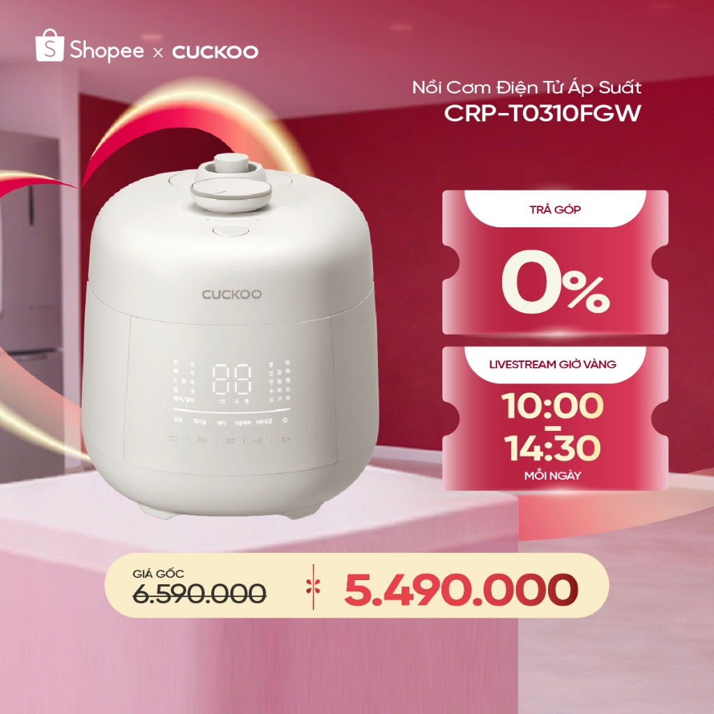 Nồi Cơm Điện Tử Áp Suất Cuckoo 0.54L CRP-T0310FGW -Phiên bản nội địa, sử dụng Tiếng Hàn - Hàng chính