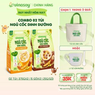 Combo 02 túi ngũ cốc dinh dưỡng Vinasoy Topping Hạnh Nhân/Chocoball (2 túi | 30 gói x 25g | 375gx2)