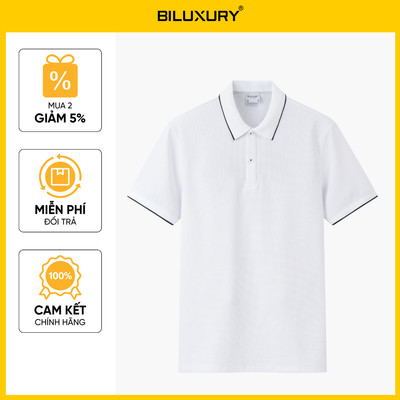 Áo Polo Nam Trắng Thiết Kế Basic 9APCB594TRK Biluxury Thoáng Mát Bền Màu