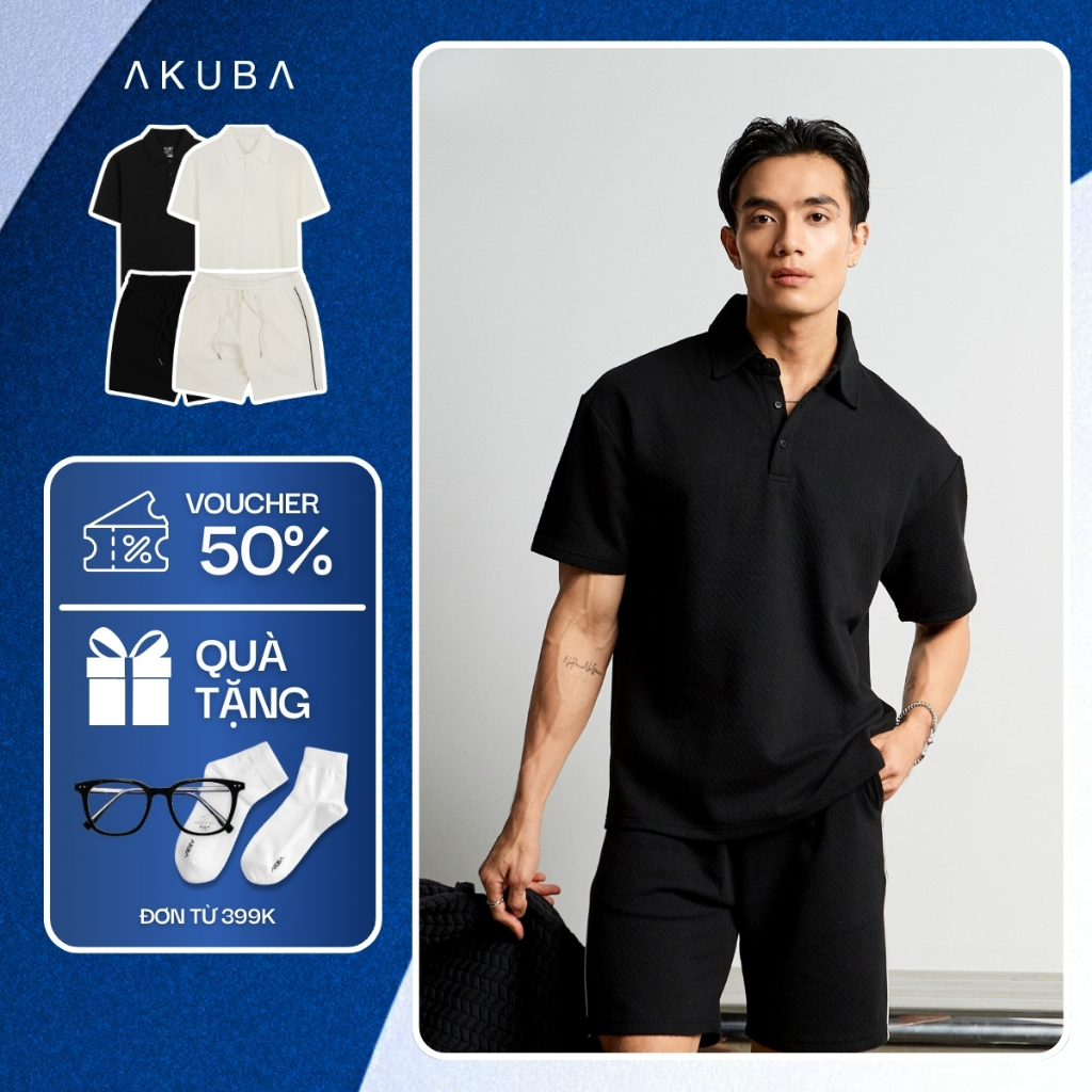 Set quần áo nam AKUBA form oversize thoải mái năng động chất cotton thoáng khí | 01JP1045