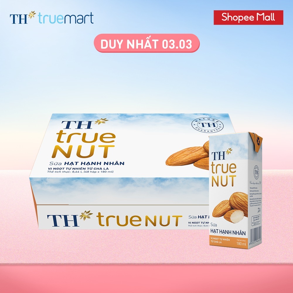 [LIVESTREAM] Thùng 48 hộp sữa hạt hạnh nhân TH True Nut 180ml (180ml x 48)