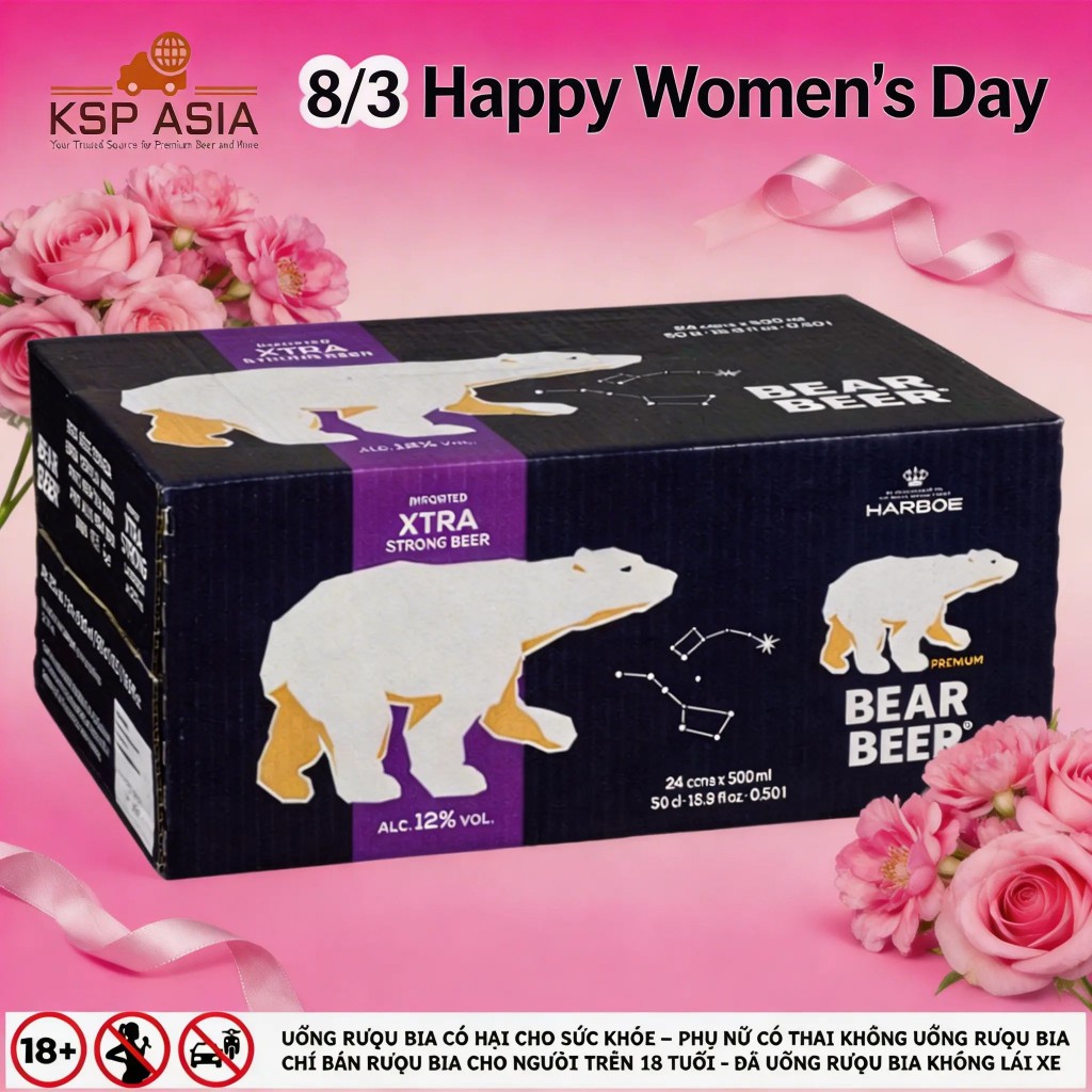 [HỎA TỐC HCM] Bia Gấu Harboe Bear Beer Xtra Strong 12% Thùng 24 Lon 500ML