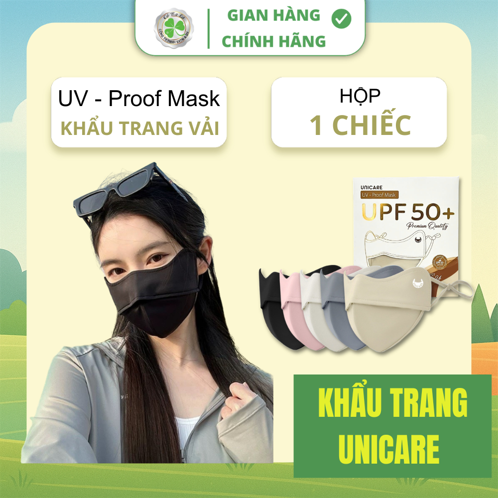 [CHÍNH HÃNG] Khẩu Trang Chống Tia UV - Proof Mask UNICARE Chất Vải Lụa Mềm Mịn Thoáng Mát Chống Nắng