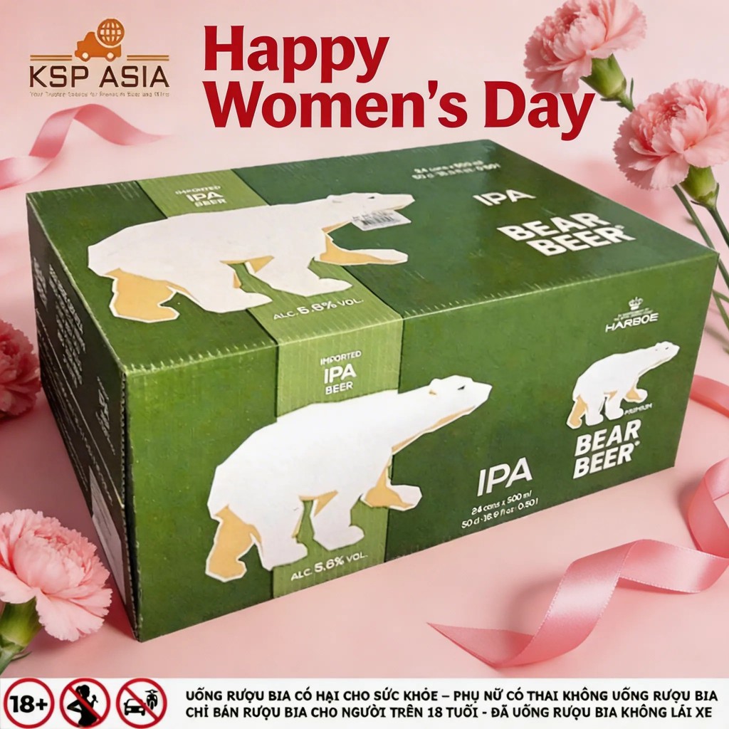 [HỎA TỐC HCM] Bia Gấu Harboe Bear Beer IPA 5.6% Thùng 24 Lon 500ml