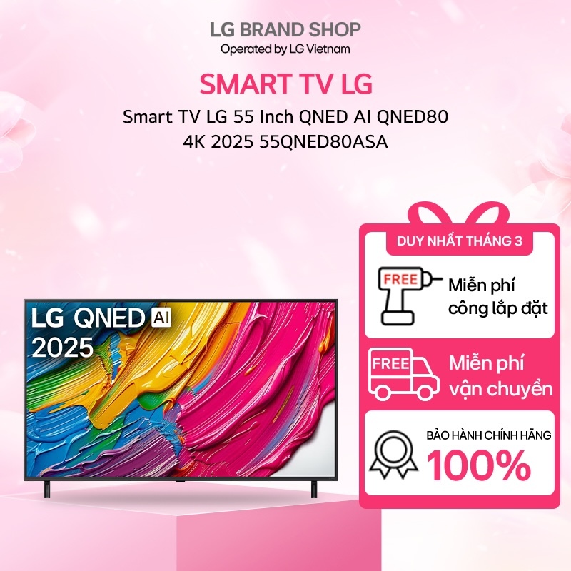 55QNED80ASA - Smart TV LG 55 Inch QNED AI QNED80 4K 2025