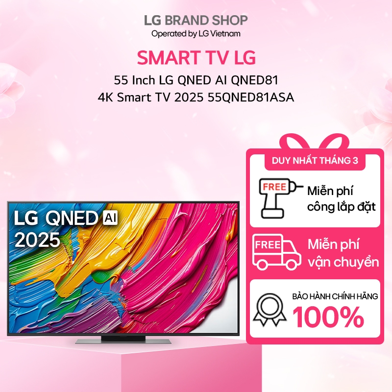 [Chỉ giao miền Nam] 55QNED81ASA - 55 Inch LG QNED AI QNED81 4K Smart TV 2025