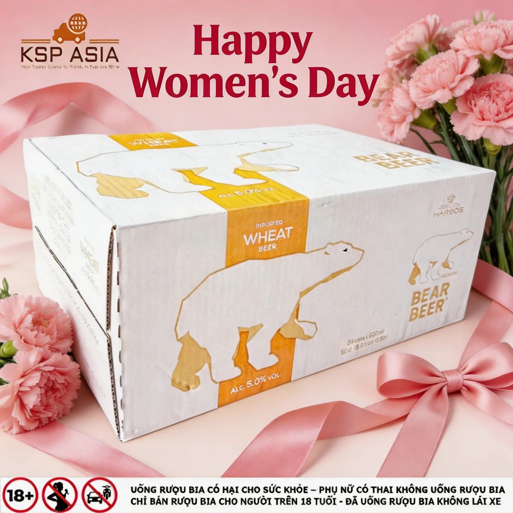 [HCM - HỎA TỐC] Bia Gấu Harboe Bear Beer Wheat 5% Thùng 24 Lon 500ml
