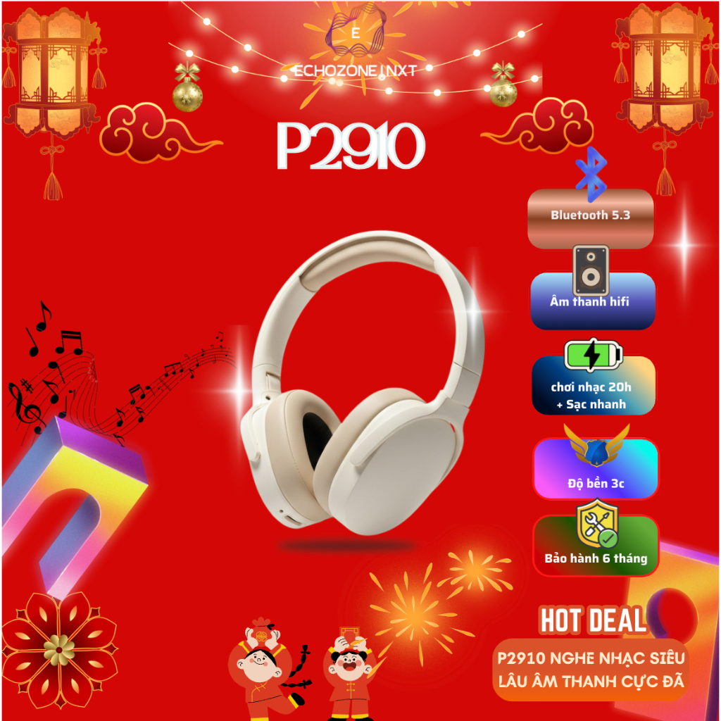 Echozone P2961 Tai nghe chụp tai âm hay pin trâu