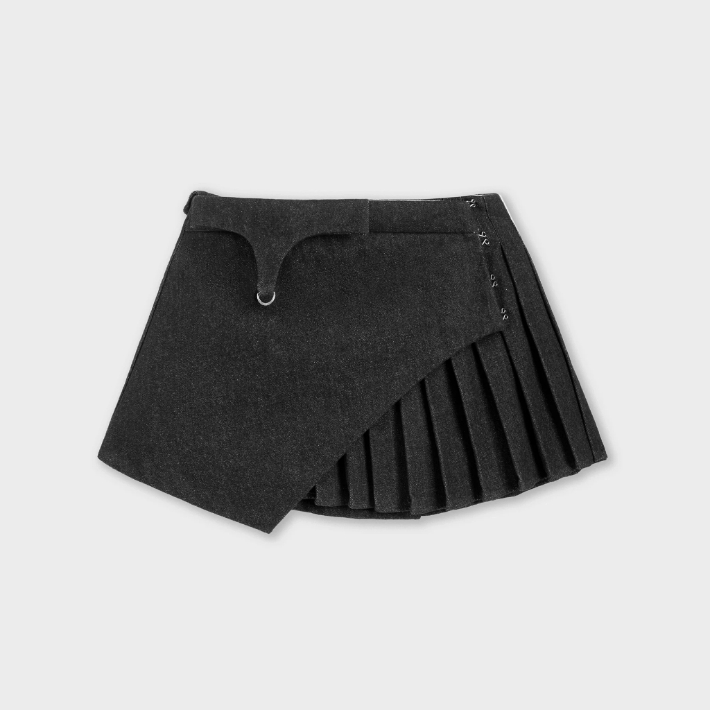 Dear José - Chân váy denim ngắn xếp ly THE RAVEN Xám