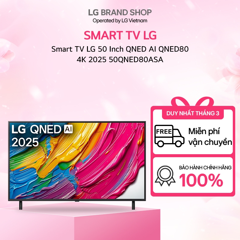 [Chỉ giao miền Nam/Bắc] 50QNED80ASA - Smart TV LG 50 Inch QNED AI QNED80 4K 2025