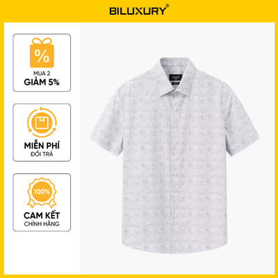 Áo Sơ Mi Nam Ngắn Tay Thiết Kế Họa Tiết 9SMCH563TRK Biluxury Form Slimfit Kháng Khuẩn Bền Màu