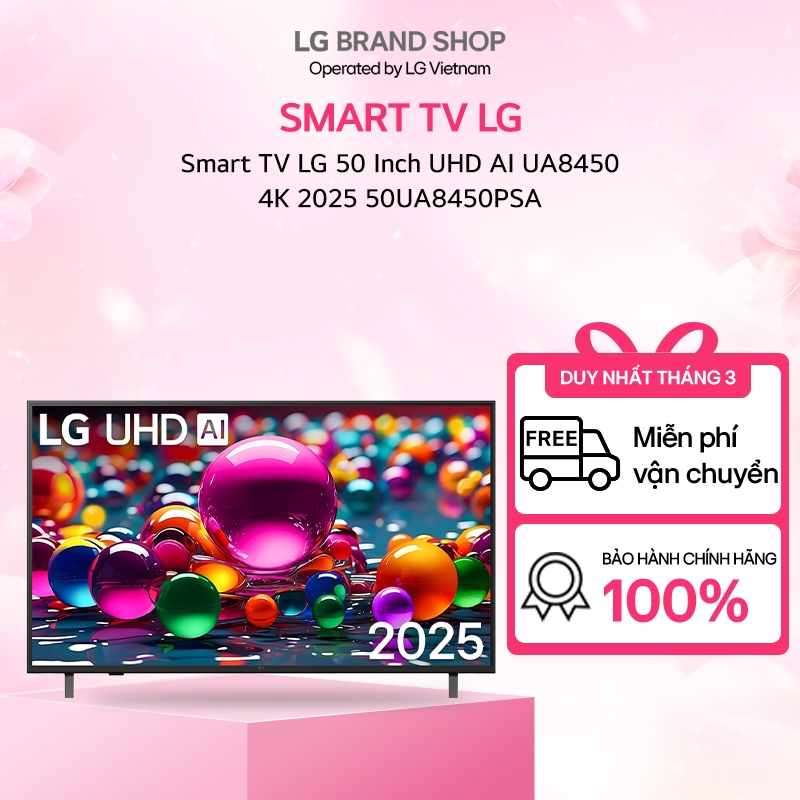 [ Chỉ giao Nam/Bắc] 50UA8450PSA - Smart TV LG 50 Inch UHD AI UA8450 4K 2025