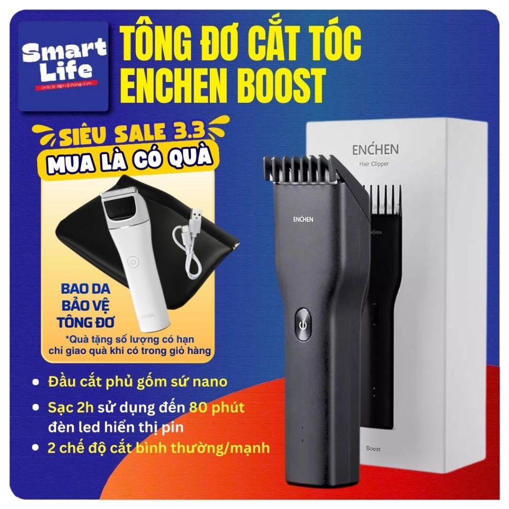 Tông đơ cắt tóc Enchen Boost/ Beardo 2 không dây, lưỡi thép không gỉ, tốc độ cao, tông đơ cắt tóc gia đình