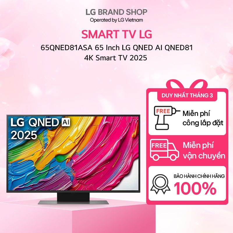 [Chỉ giao miền Trung] 65QNED81ASA - 65 Inch LG QNED AI QNED81 4K Smart TV 2025