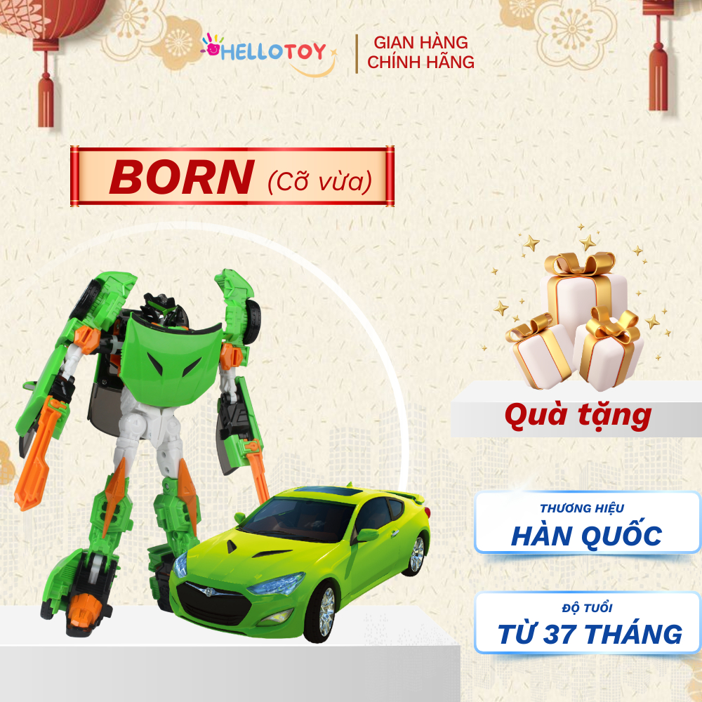 Đồ chơi robot biến hình Hello Carbot Born (Cỡ vừa) | Biến hình 2 trong 1 | Hàng chính hãng