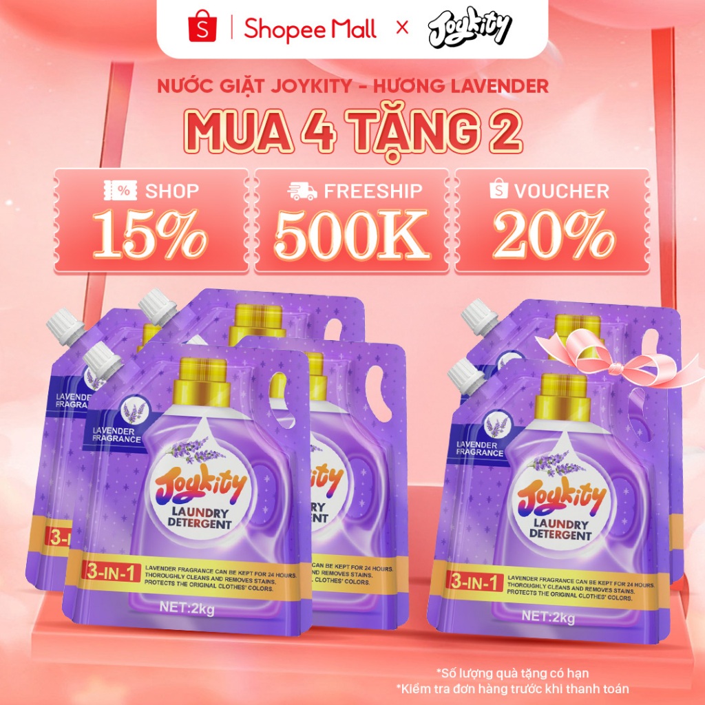 [MUA 4 TẶNG 2] Nước Giặt Joykity Hương Lavender Dịu Nhẹ An Toàn Cho Da Lưu Hương 24 Tiếng