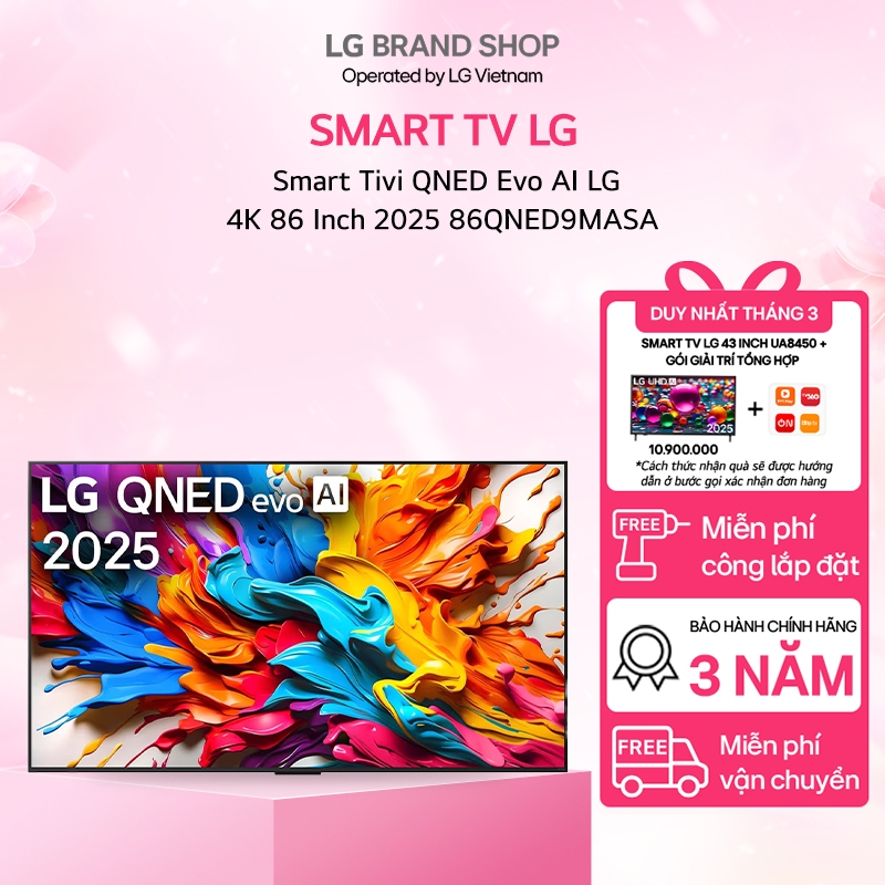 [Chỉ giao Miền Nam/Bắc] Smart Tivi QNED Evo AI LG 4K 86 Inch 2025 86QNED9MASA
