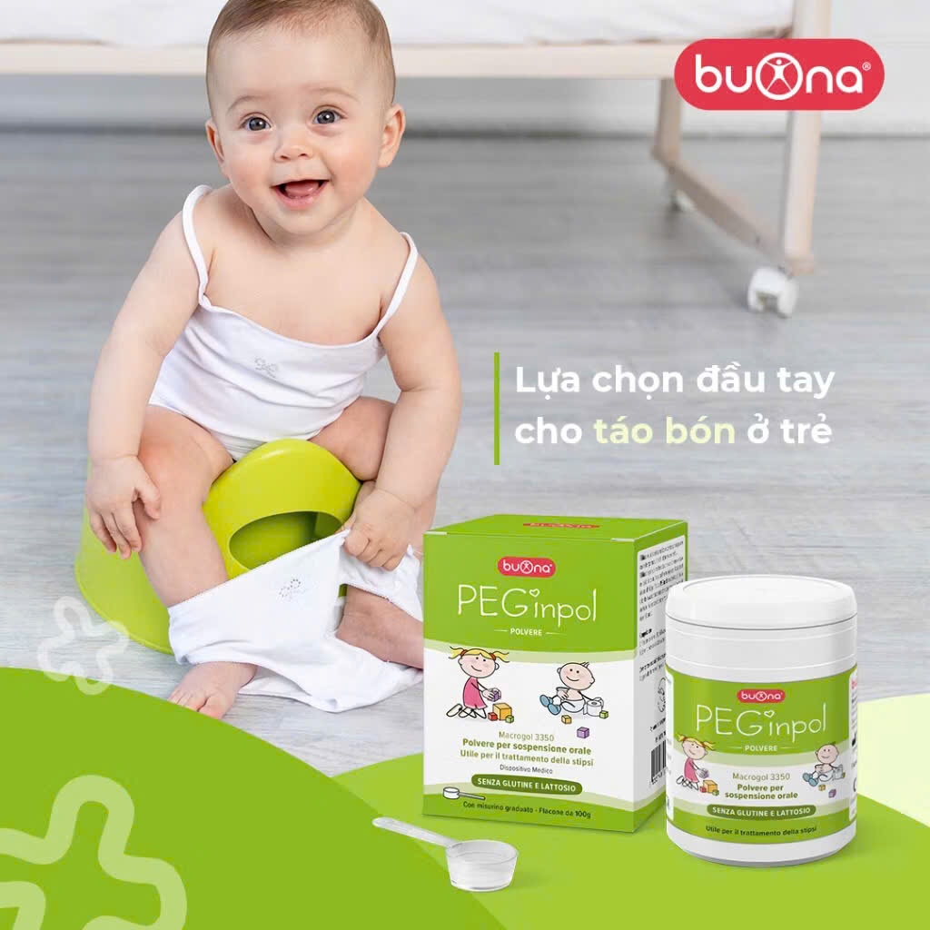 Buona Peginpol Macrogol 3350 - Hỗ Trợ Táo Bón Cấp Và Mãn Tính Cho Trẻ Em - Lọ 100g