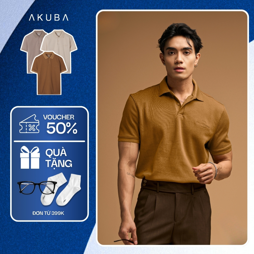 Áo polo nam AKUBA form regular thoải mái tay ngắn năng động đơn giản | 01JP1073