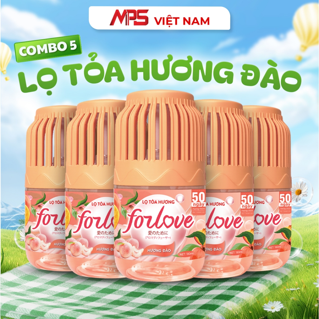Combo 5 Lọ Tỏa Hương Đào Forlove, Thơm Phòng Hương Đào với hương thơm tự nhiên dễ chịu khử mùi - MPS