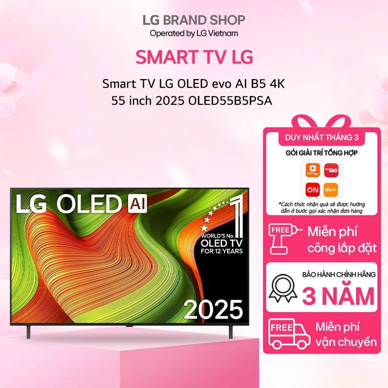 [Chỉ giao miền Nam] OLED55B5PSA - Smart TV LG OLED evo AI B5 4K 55 inch 2025