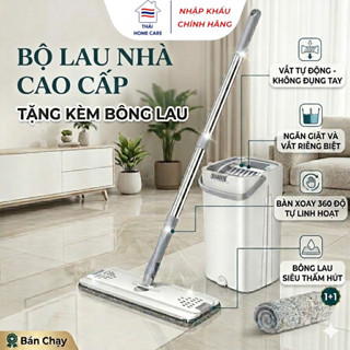 Cây Lau Nhà Thông Minh Mop Scratch M15 - Bộ Lau Nhà Tự Vắt Xoay 360 Độ Kèm 2 Ngăn Tách Nước Bẩn ( Tặng Kèm Bông Lau)