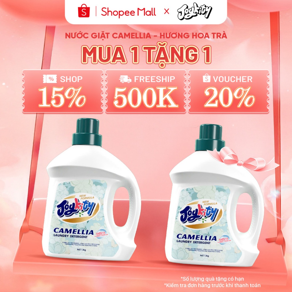 [MUA 1 TẶNG 1] Nước Giặt Xả Joykity Hương Hoa Trà Cao Cấp Lưu Hương 48h Giặt Siêu Sạch, Giữ Màu Bền