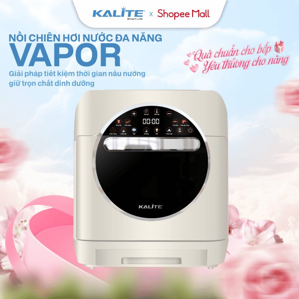 [KOC x KALITE] Nồi chiên hơi nước gia đình Kalite Vapor 15L, chiên nướng, hấp, rã đông, hâm nóng 4in1, đa dạng phụ kiện