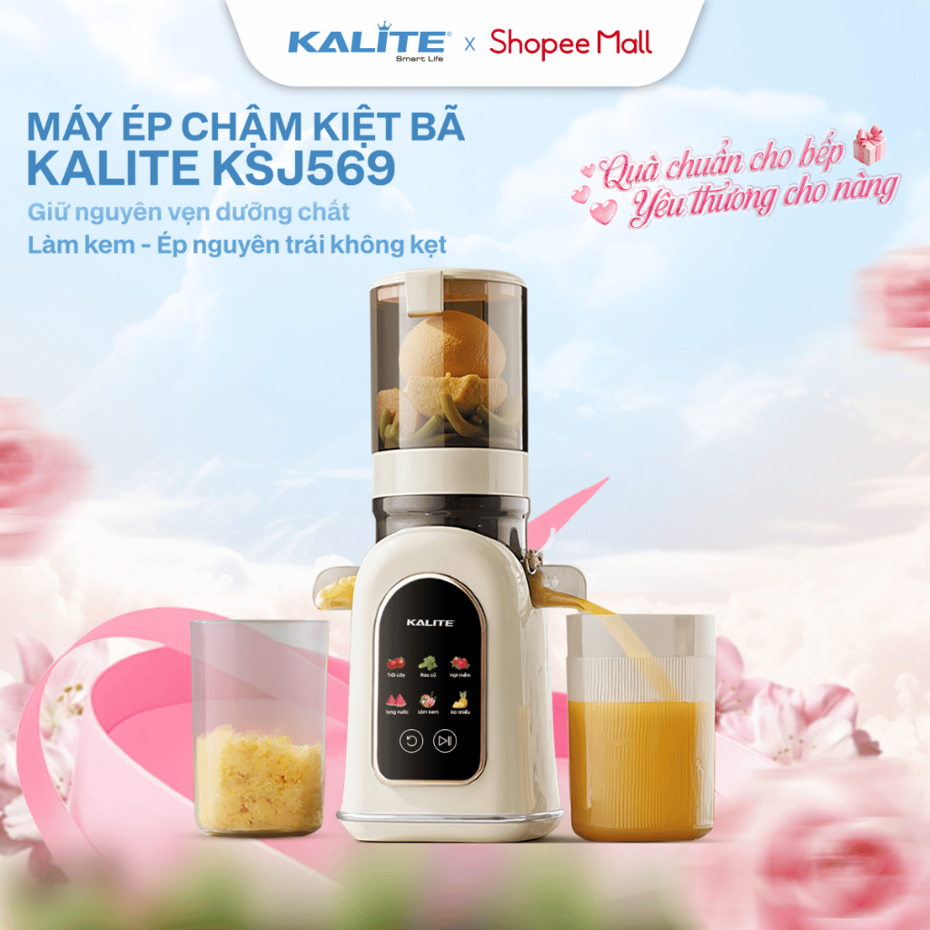 Máy ép chậm Kalite KSJ569 ép kiệt bã 99% an toàn cho sức khỏe, ép chậm mọi rau củ quả vừa cối xay