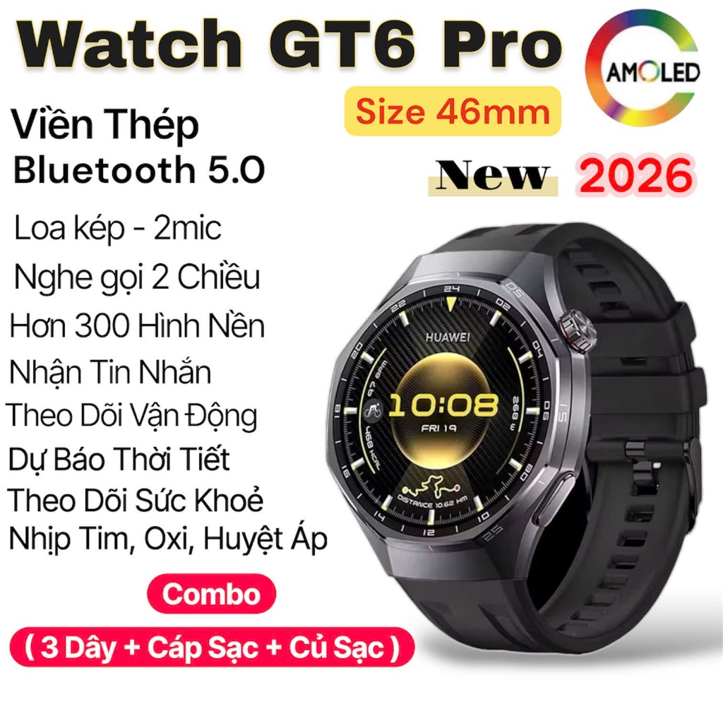 ( New GT6 Pro ) Đồng Hồ Thông Minh GT6 Pro ( Sk53 ), Nhận Tin Nhắn, Nghe Gọi,Theo Dõi Sức Khỏe
