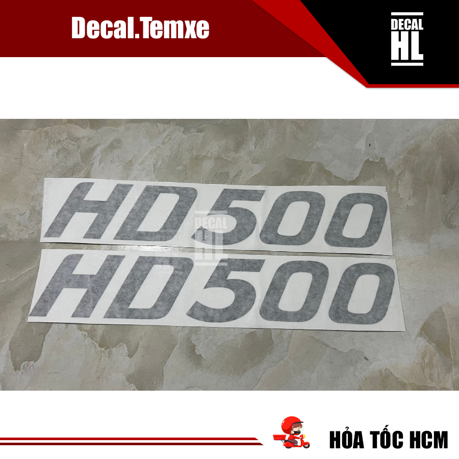 Tem chữ HD500 dán xe tải Hyundai. Tem dán xe tải Hyundai HD 500