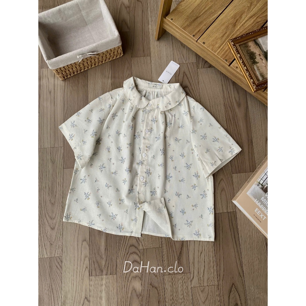 (QCCC) DH109👕 Blouse Hoa Cổ Bẻ – Ngọt Ngào & Thanh Lịch
