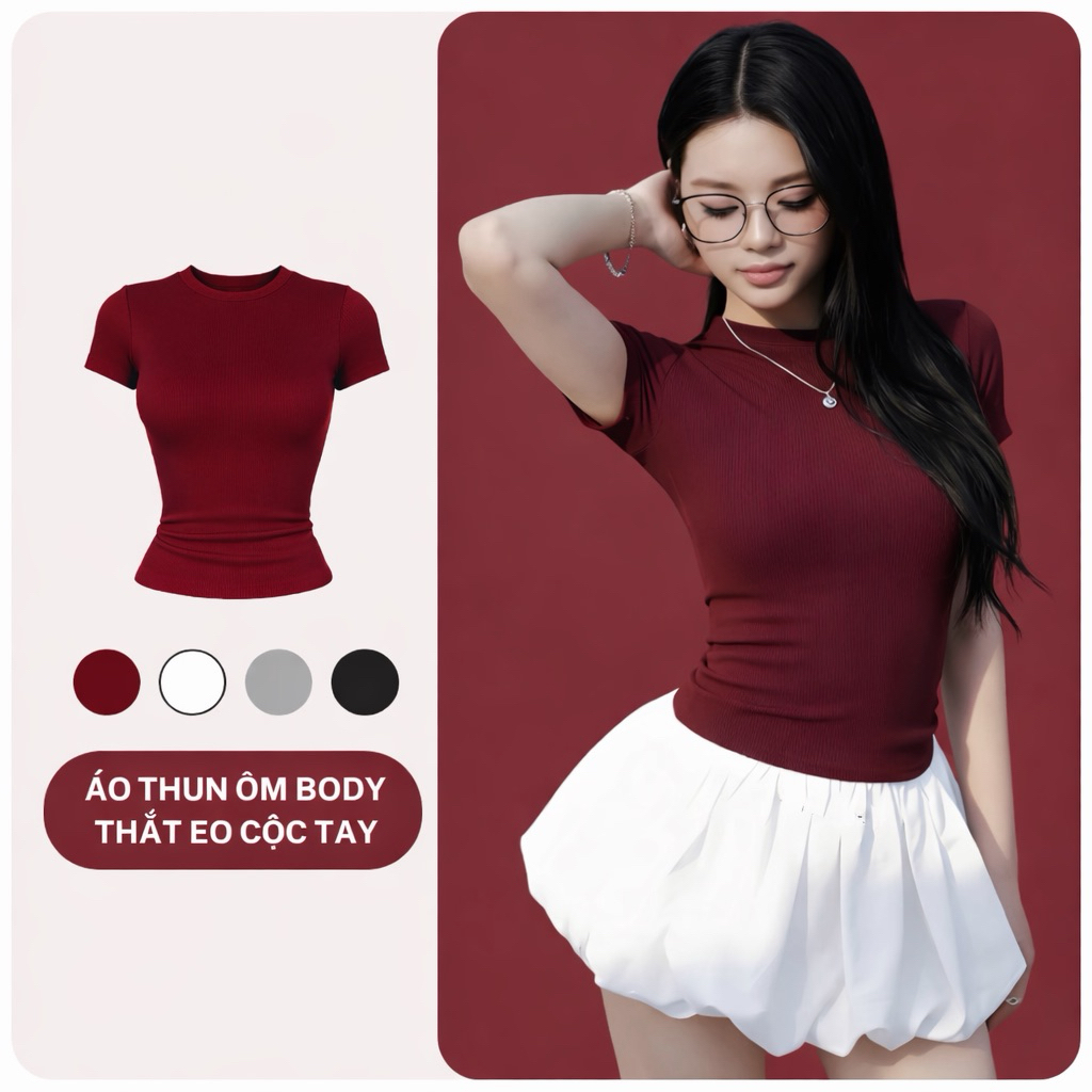 Áo Nữ Thắt Eo Ôm Body Chất Thun Cotton MỊN Hàn Quốc Co Dãn Mát Mẻ m666 | BigBuy360 - bigbuy360.vn