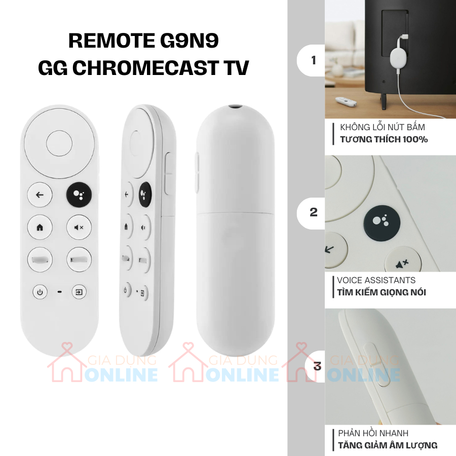 (NHƯ ZIN) Remote G9N9N điều khiển GG ChromeCast TV tương thích 100% tìm kiếm giọng nói không lỗi nút