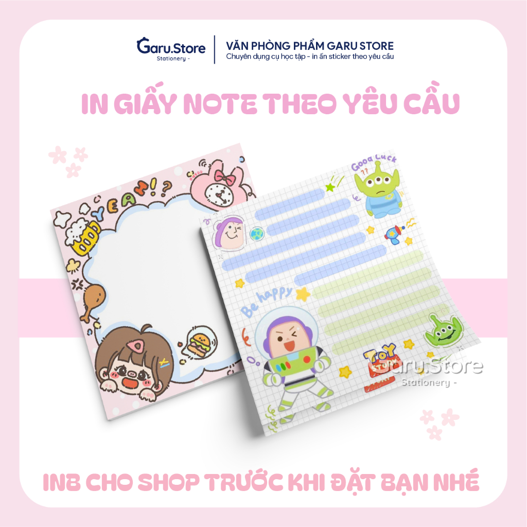 GIẤY GHI CHÚ IN THEO YÊU CẦU - GIẤY STICKY NOTE IN THEO YÊU CẦU // ĐA DẠNG KÍCH THƯỚC - CHỈ 29K 1 XẤ